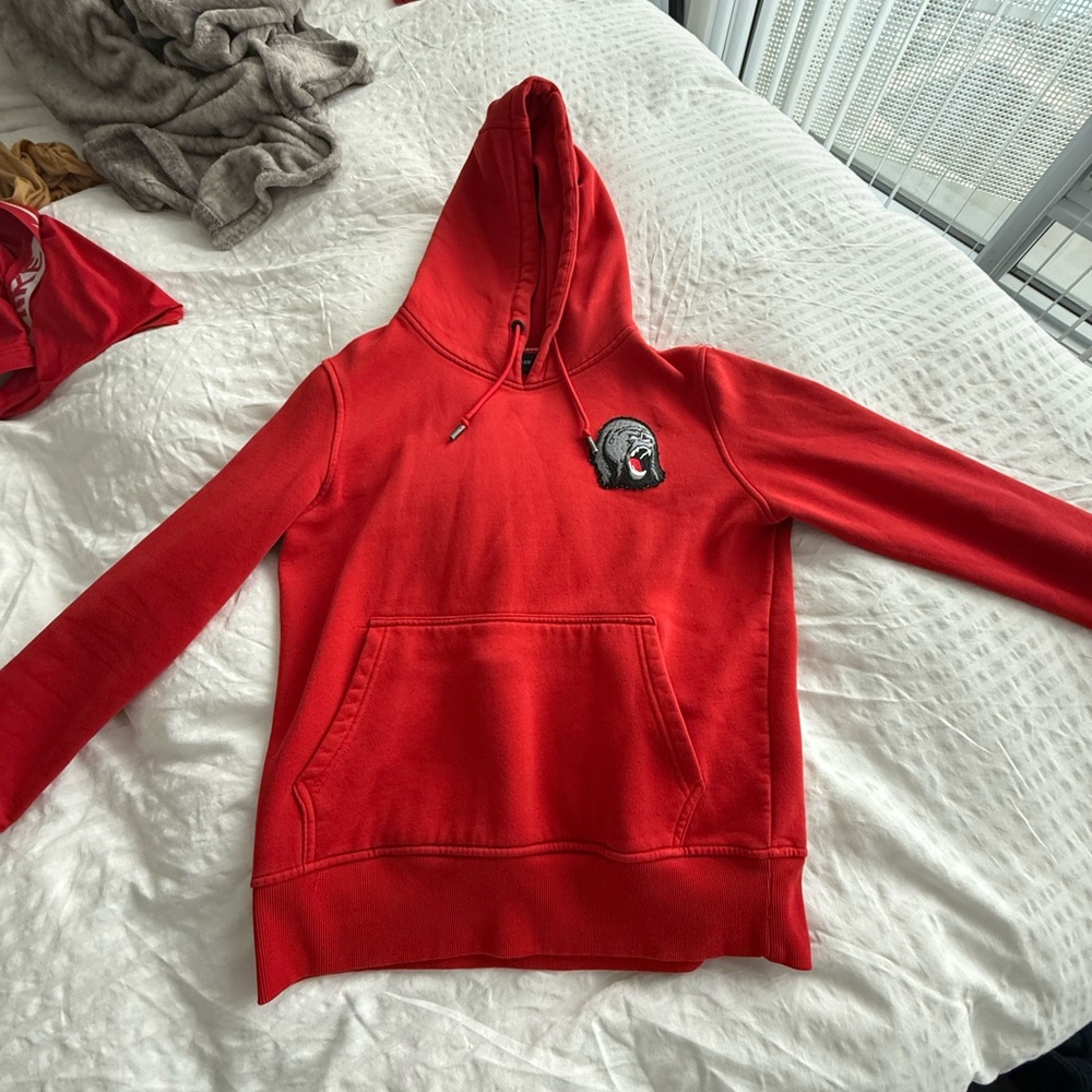 Men's Red Hoodie with Embroidered Logo